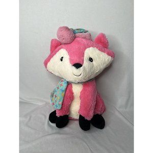 Sound And Light Animatronics Pink White Fox Stuffed Animal Plush 2018 Scarf 16"